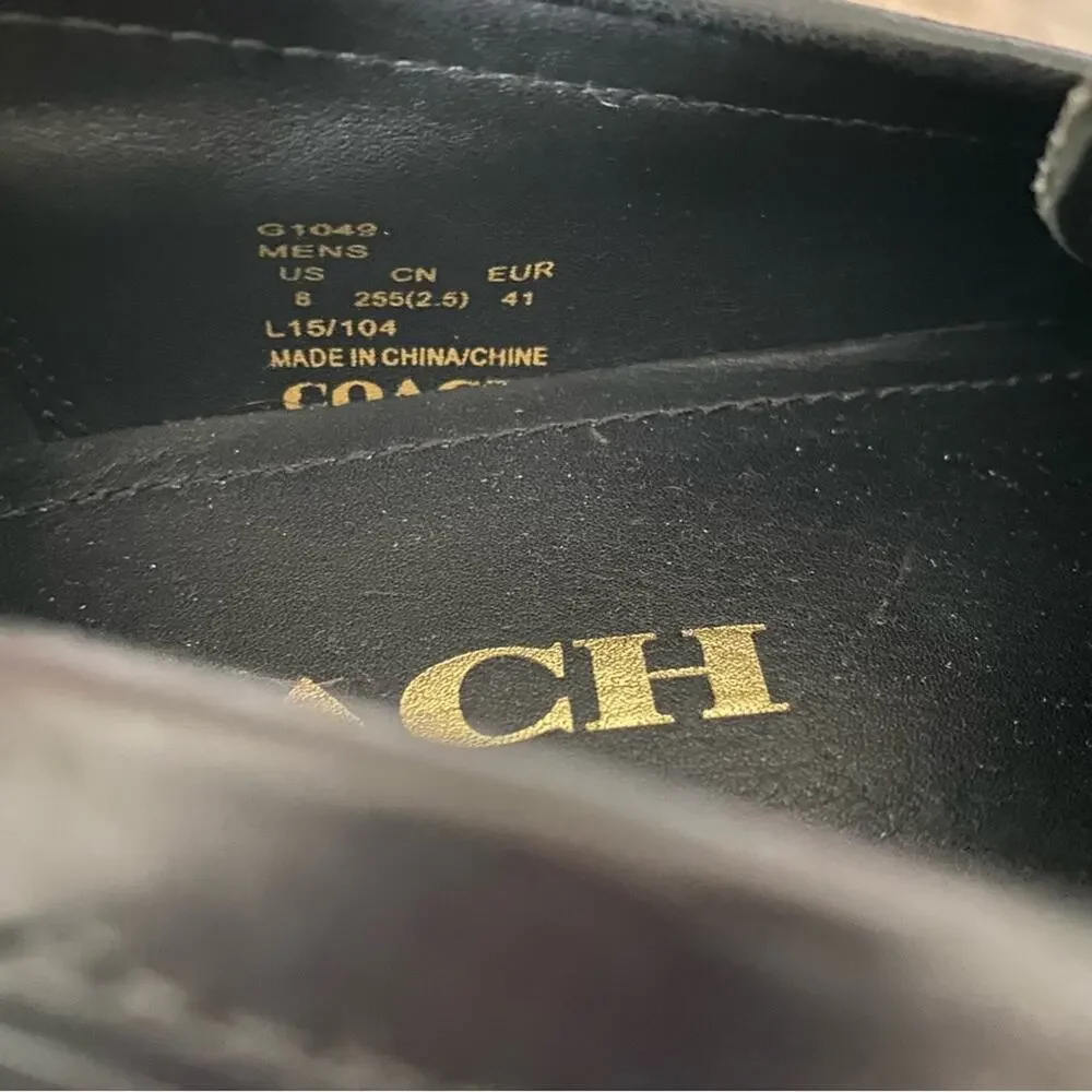 Coach Mens Allen Penny Loafer Black Leather size 8